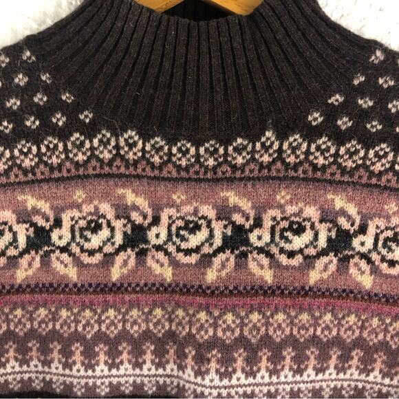 L.L. Bean Floral Fair Isle Wool Sweater - Picture 6 of 9